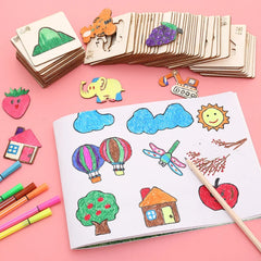 Jouets Montessori pour enfants, jouets de dessin, modèle de peinture en bois, pochoirs, jouets éducatifs d'apprentissage pour enfants, cadeau de noël
