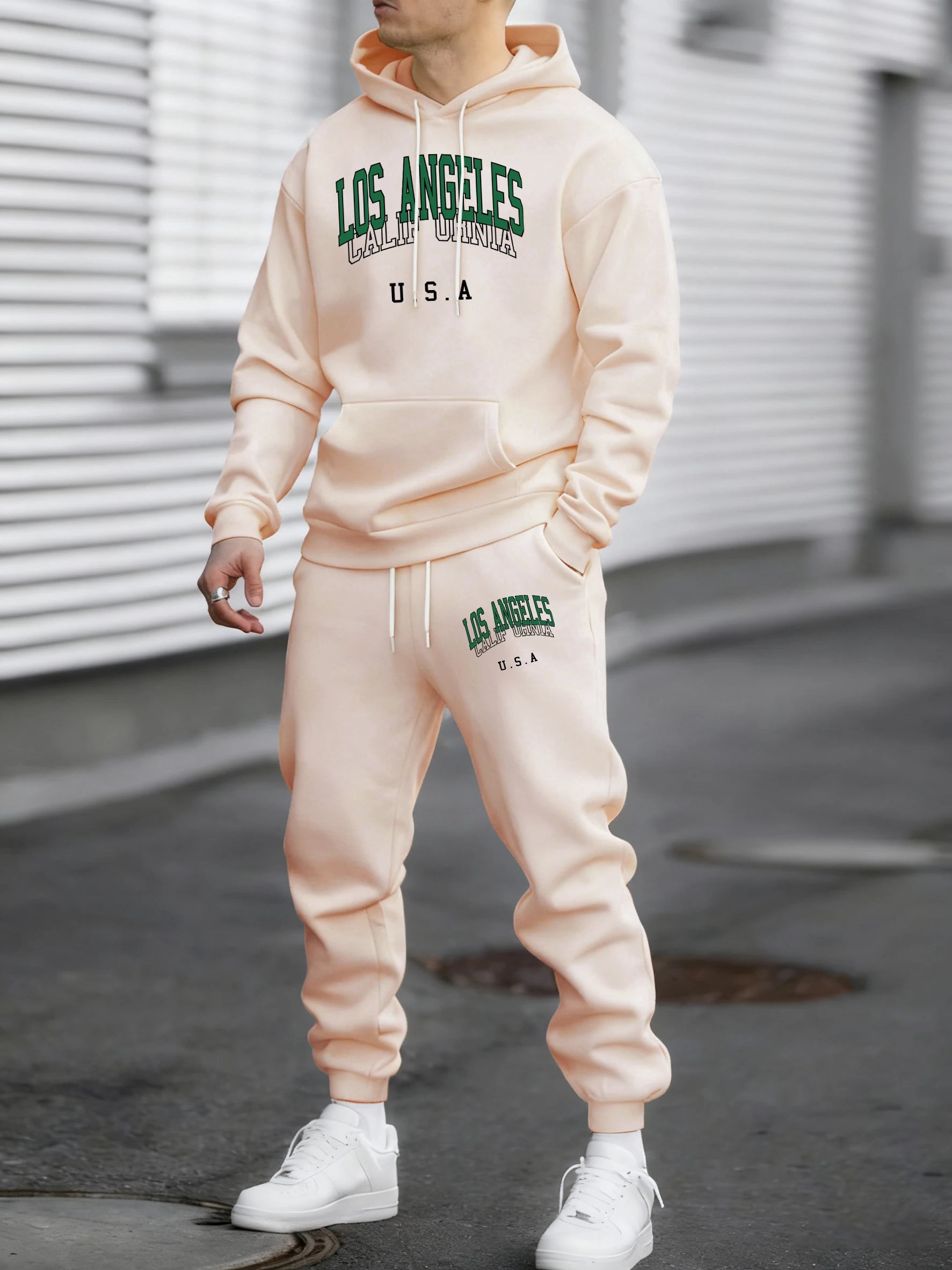 Célèbre ville de californie aux états-unis impression hommes vêtements de sport Simple pantalons hauts polaire vêtements automne chaud mâle mode survêtement