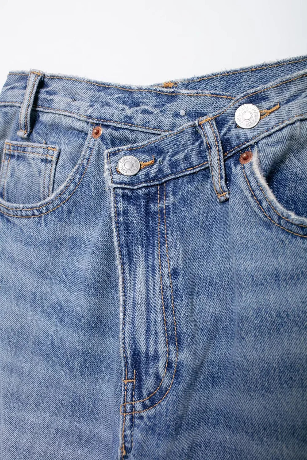 Jeans asymétriques à taille haute et à jambes larges pour femmes nouveaux modèles de base mode polyvalente pantalons droits pantalons