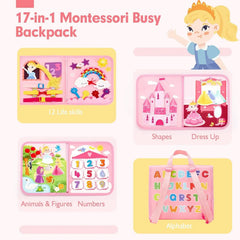 Jouets pour tout-petits, planche occupée, jouets Montessori, sac à dos occupé, activités d'apprentissage préscolaire, jouets pour enfants avec numéro, forme, habillage