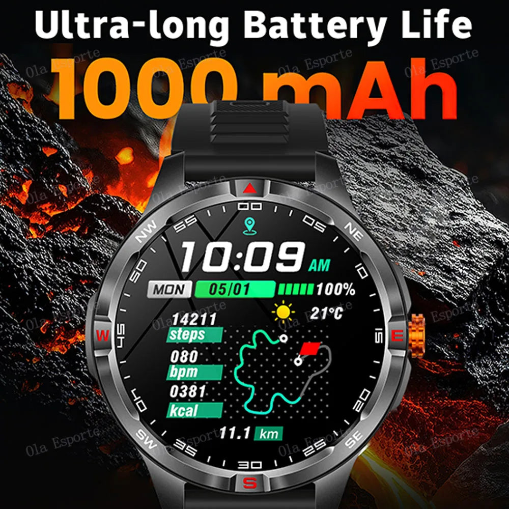 Montre intelligente 2025 boussole étanche surveillance de la santé et du sommeil grande capacité de batterie plus de 100 Modes de Sport hommes femmes Smartwatch en plein air
