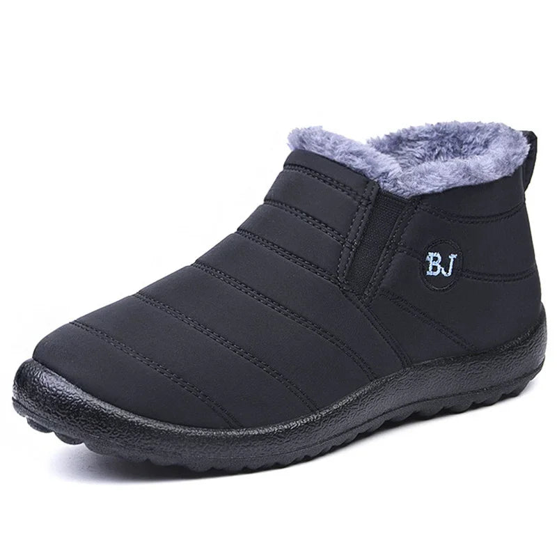 Bottes d'hiver imperméables pour femmes, bottines de neige en peluche, chaudes, noires, chaussures à plateforme en coton pour Couple, nouvelle collection 2023