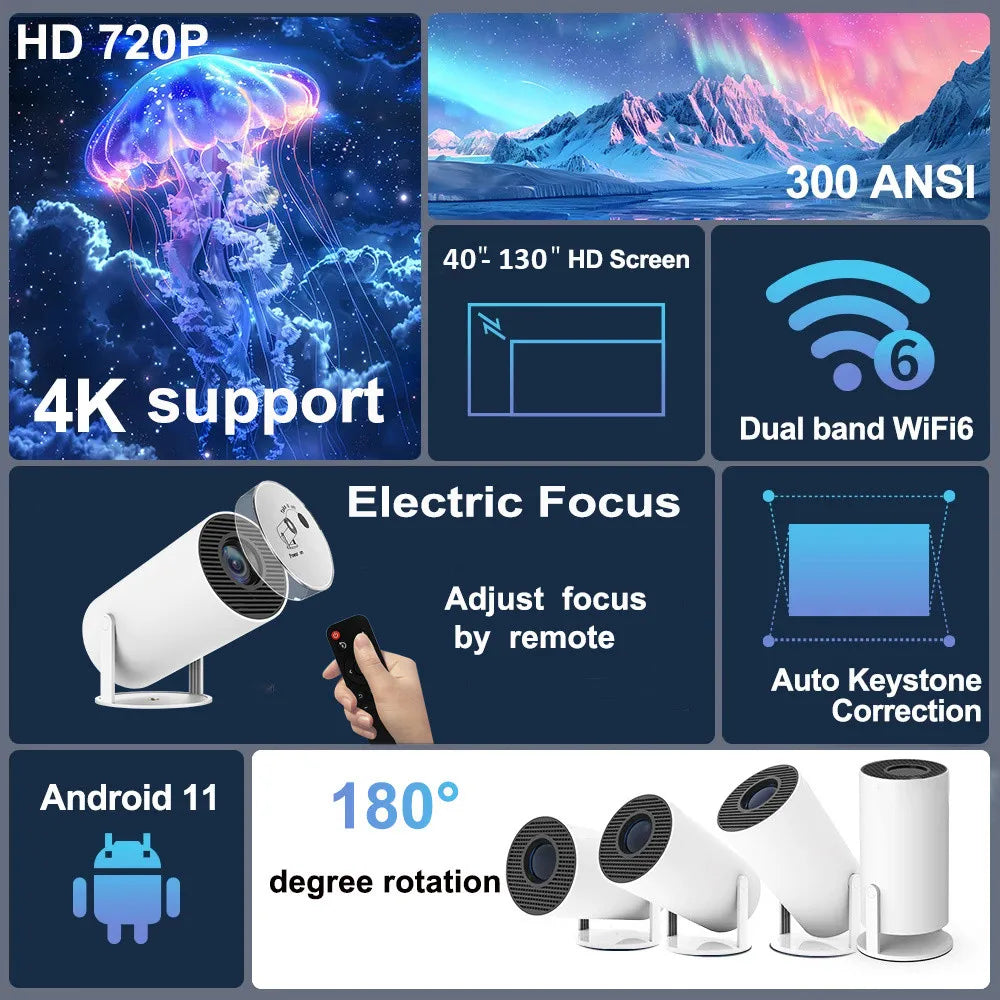 2025new DITONG HY300 pro nouveau projecteur HD 4K portable Android LED vidéo Home cinéma cinéma mini projecteur film HY300plus