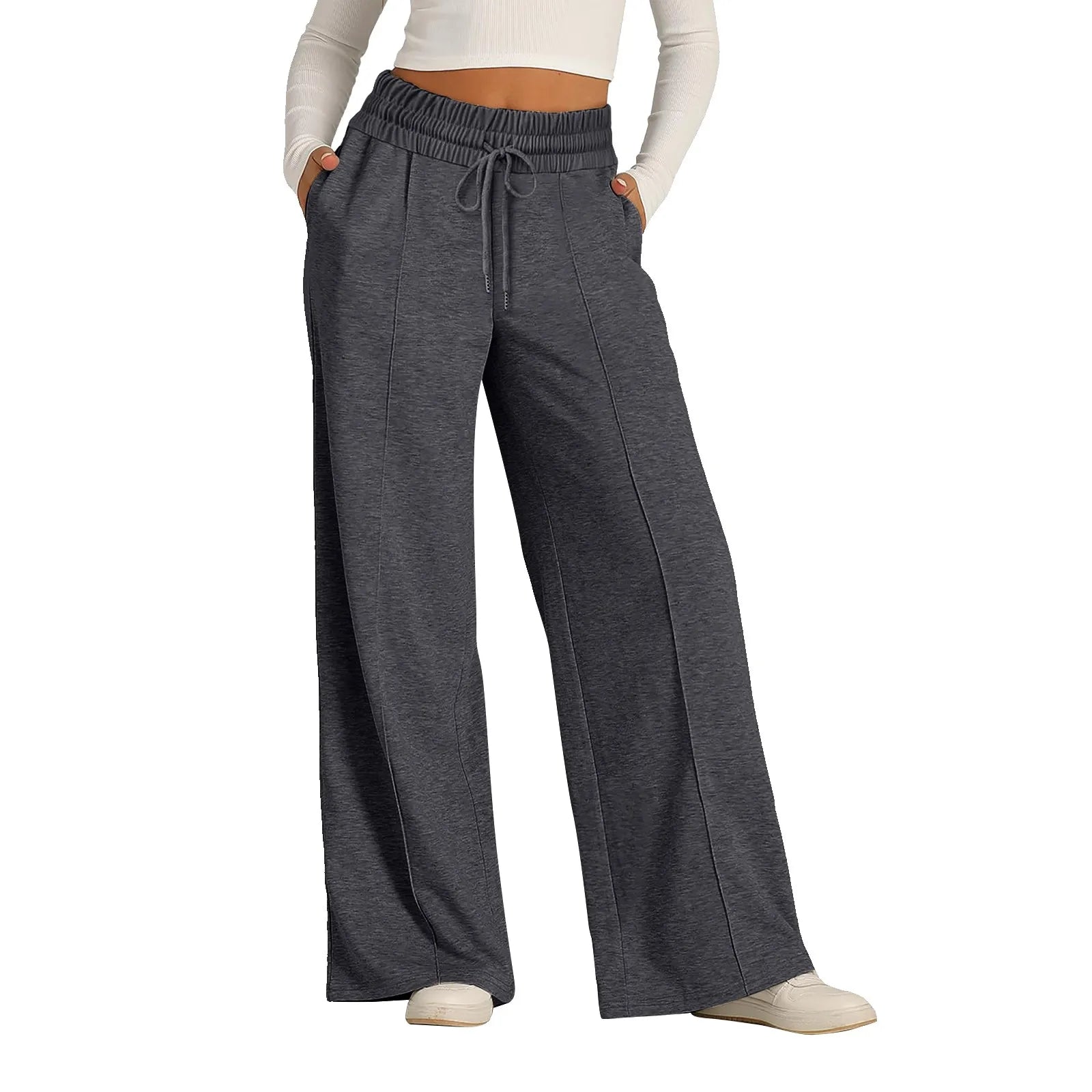 Pantalon de survêtement en polaire pour femmes, Streetwear, taille haute, ample, décontracté, droit, Sport, jambes larges, Baggy, jogging