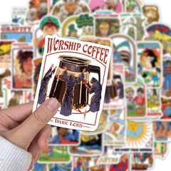 50 Pieces Creative Humorous Retro Decorative Stickers Phone Case DIY Decoration Notebook Water Cup Phone Case Custom Stickers
