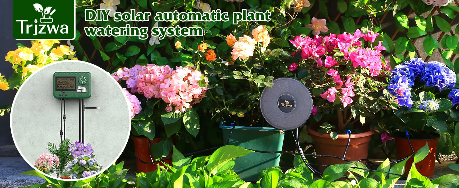 Kit de système d'irrigation goutte-à-goutte solaire pour plantes de jardin avec écran d'affichage, minuterie d'arrosage automatique de voyage bricolage, dernier cri