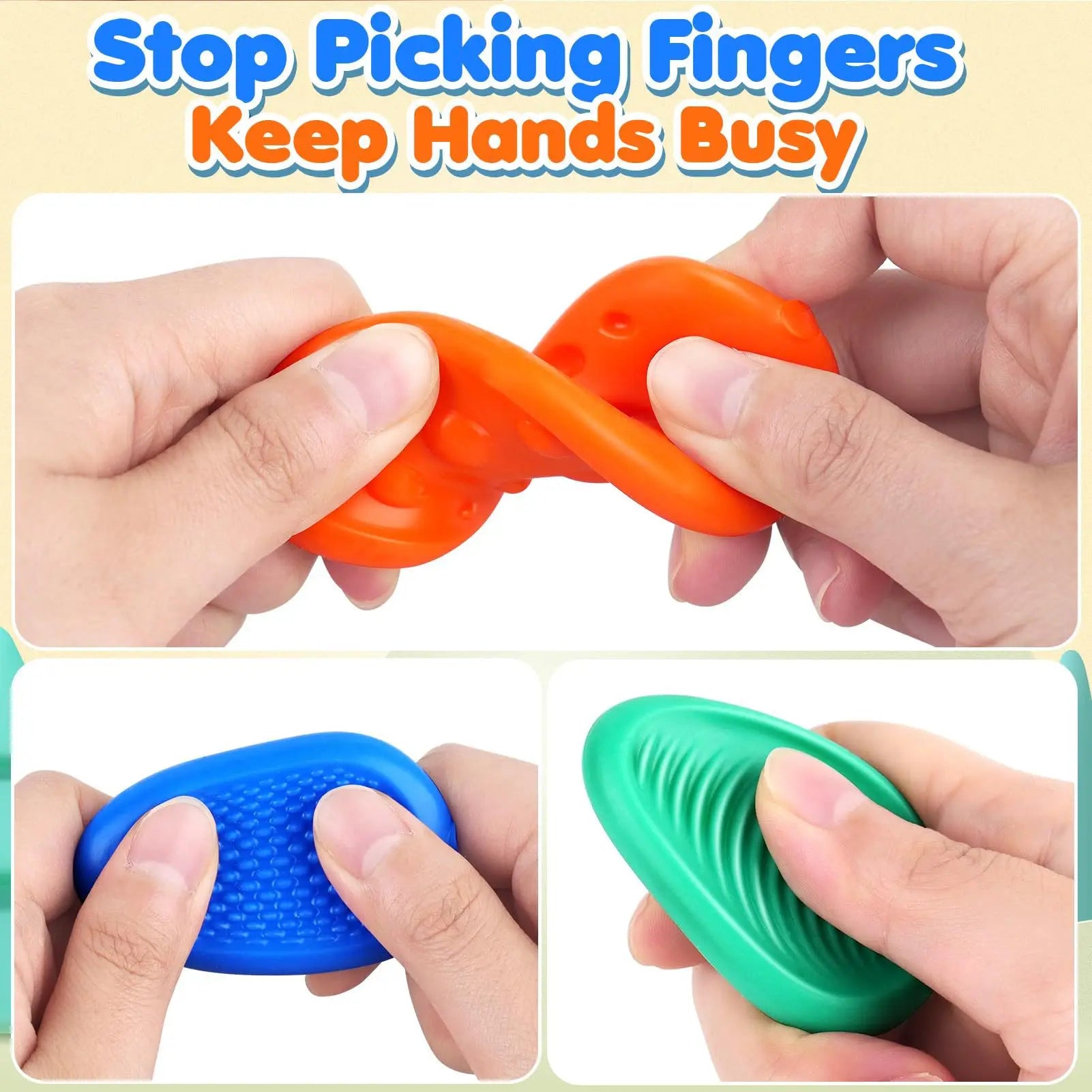 Jouets sensoriels en pierre de Silicone pour adultes, 6 paquets texturés pour l'autisme et les enfants, jouets apaisants, anti-Stress, nouvelle collection 2025