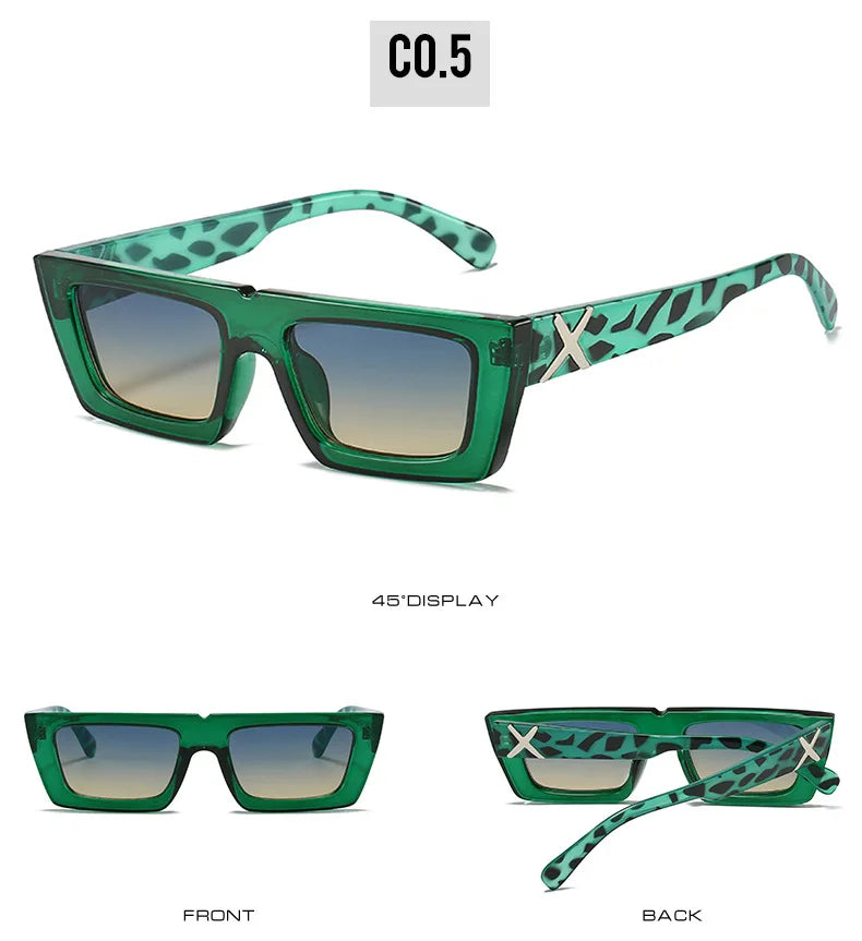 Lunettes de soleil à spoage X, petit cadre carré, temples personnalisés, accessoires streetwear quotidiens pour femmes, protection UV pour hommes, conduite