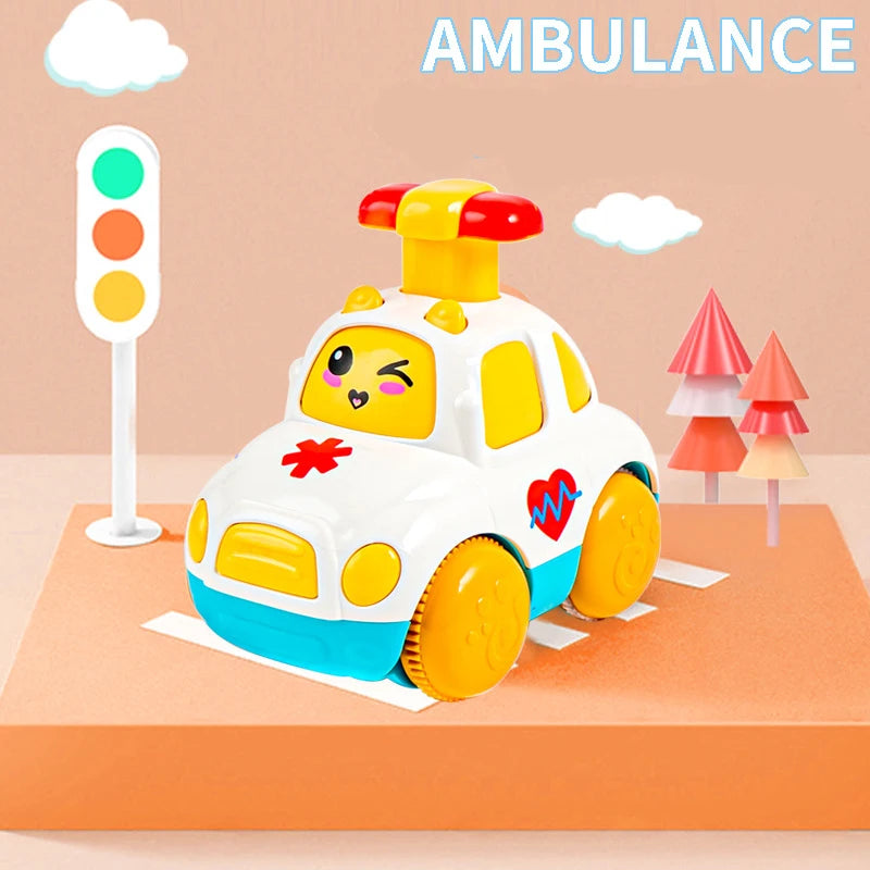Voitures jouets pour bébé de 1, 2, 3 ans, cadeau pour garçon, camion de dessin animé, jouets éducatifs, voitures à tirer, jouets pour tout-petits de 12 à 18 mois