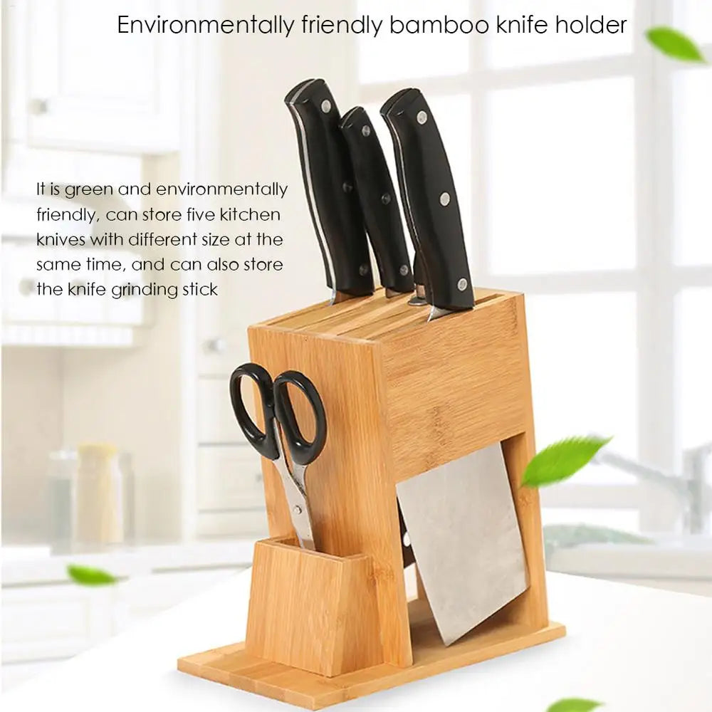 Support de bloc de couteaux en bambou pour la cuisine, support de coupe multifonctionnel, support de rangement de couteaux multifonctionnel pour fournitures de cuisine