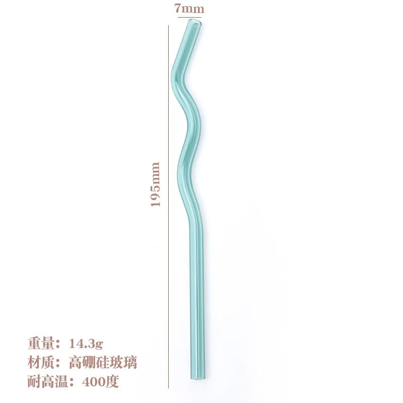 Pailles en Verre Réutilisables Ondulées Colorées Transparentes, Tube à Haute Teneur en Borosilicate, pour ix, Bar