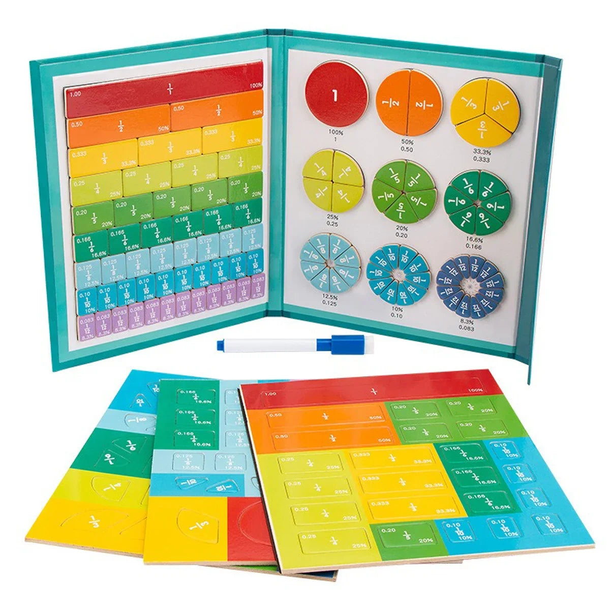 Jouets éducatifs pour enfants, disque de fraction magnétique Kawaii, jouets éducatifs d'apprentissage arithmétique cognitif assisté