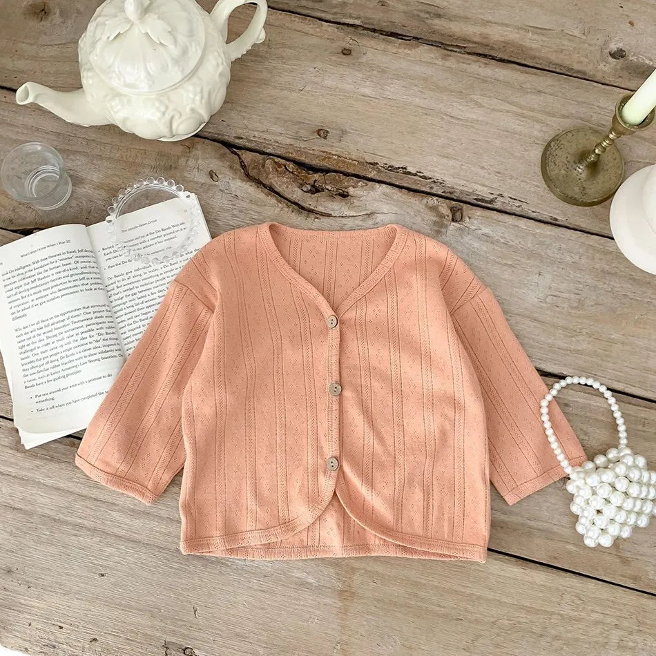 Veste d'été légère à manches longues pour enfants, vêtements pour tout-petits, cardigan solide pour documents, vêtements décontractés coréens pour bébés garçons et filles