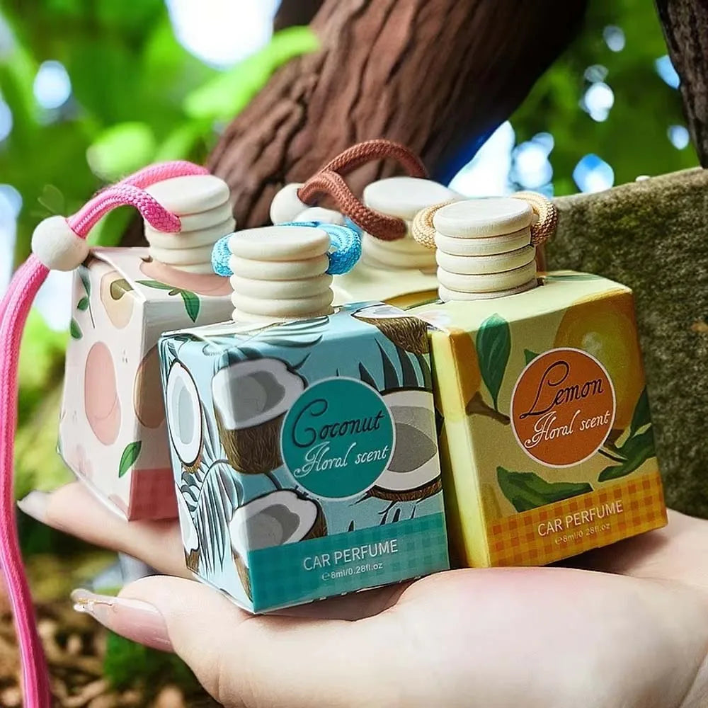 8ml Fresh Natural Car Scent Fruity Car Air Fresheners Sustainable Brand Coconut Peach Scent Jadec Car Pendant Deodorant