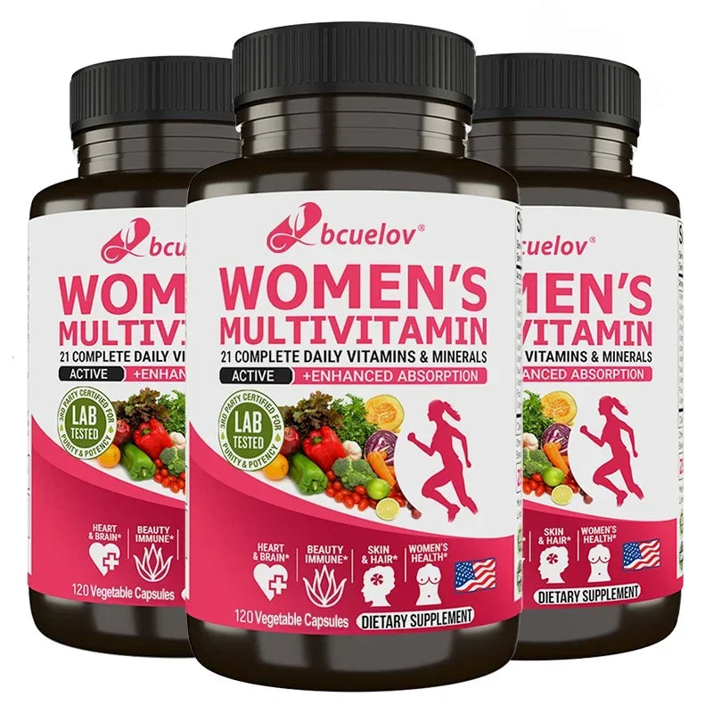 Supplément multivitaminé multiminéral pour femme - Magnésium Biotine Calcium Zinc Sélénium - Soutient les articulations de la peau des ongles