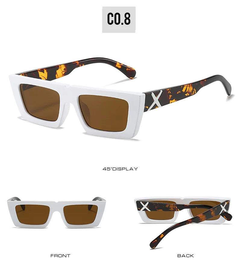 Lunettes de soleil à spoage X, petit cadre carré, temples personnalisés, accessoires streetwear quotidiens pour femmes, protection UV pour hommes, conduite