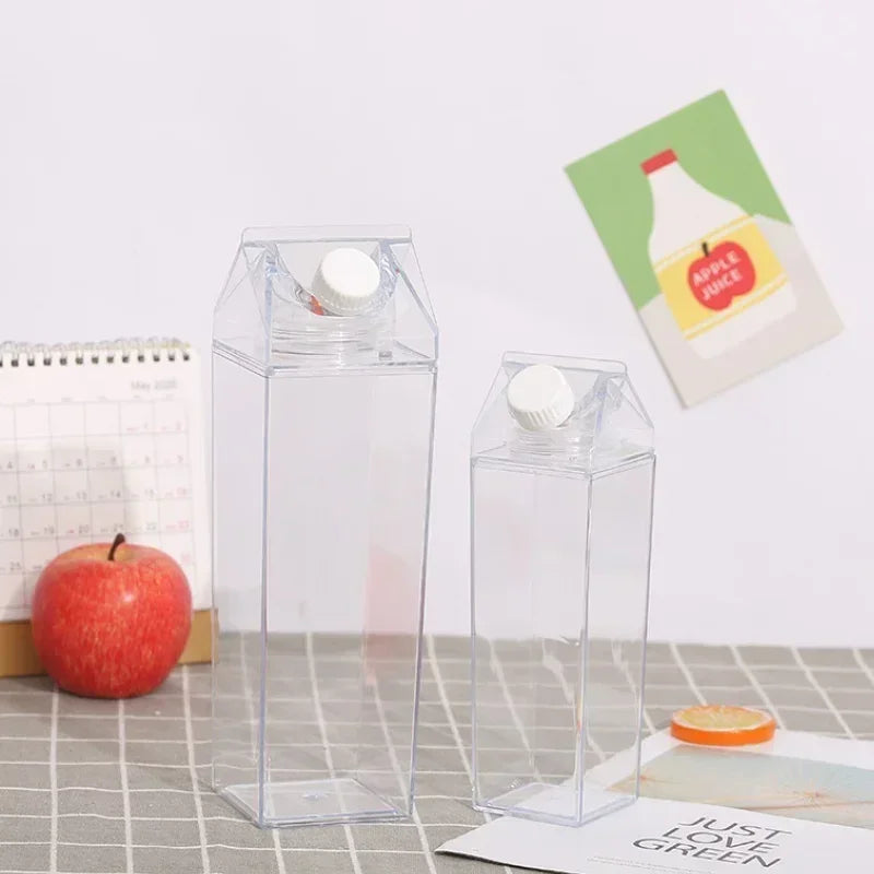 Bouteille pratique en plastique Transparent de 500/1000ml, nouveau jus réutilisable, boîte de tasse transparente de Sport étanche, lait, eau potable pour la maison