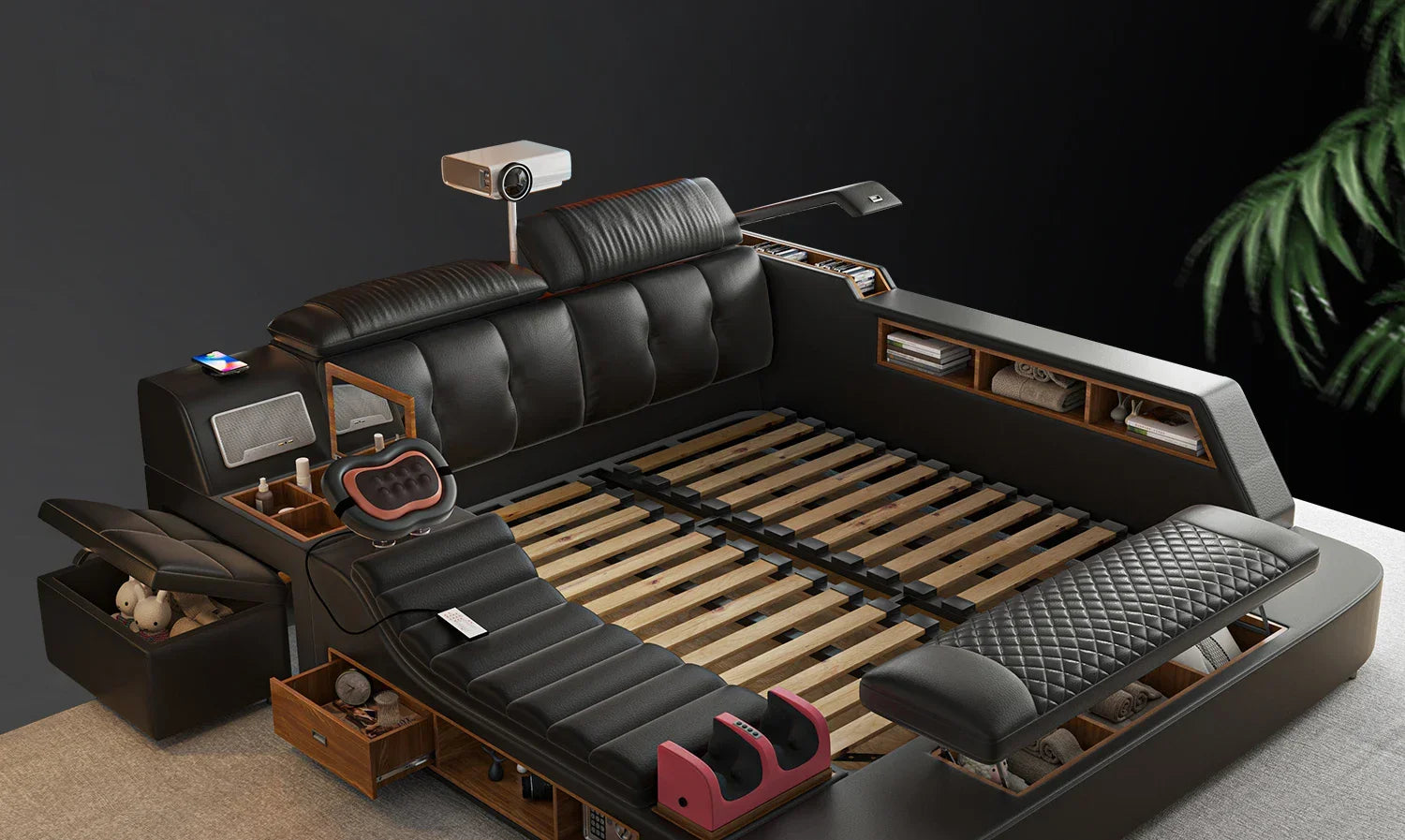 Lit Double moderne filles Design chambre intelligente reine King Size lit beauté dormir princesse cuir Cama salon Suite meubles