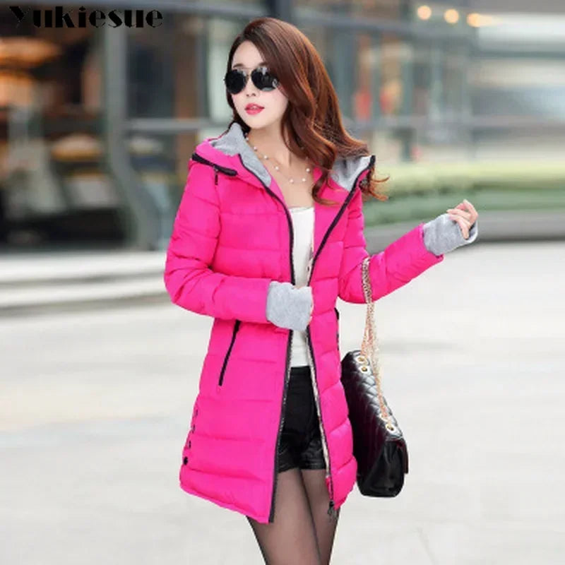 Parka épaisse en coton rembourré pour femme, veste d'hiver, manteaux, à capuche, doublure, vêtements d'extérieur, 2022