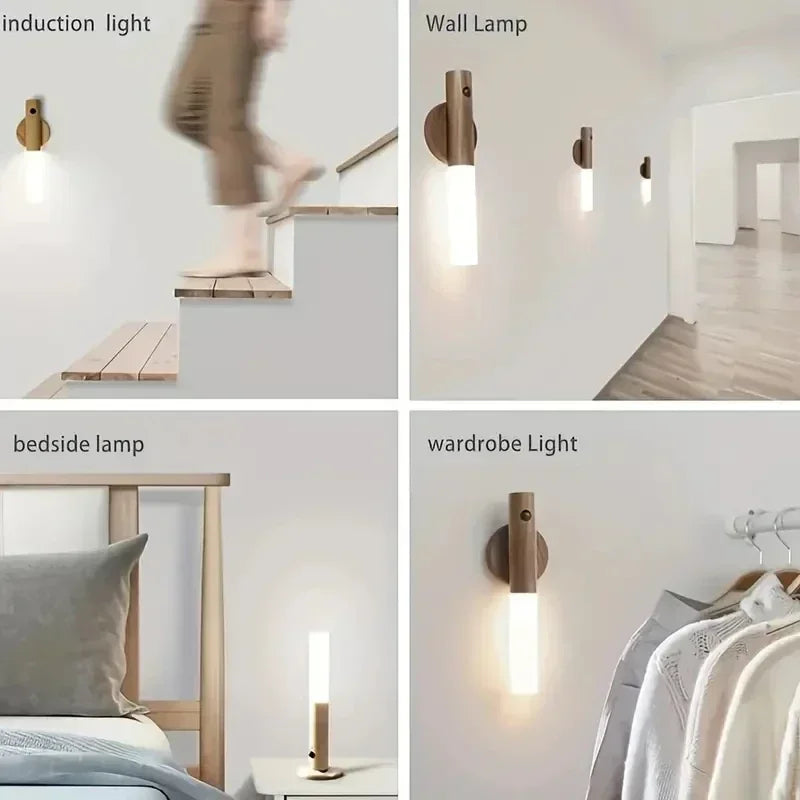 Veilleuse à détecteur de mouvement intelligent-éclairage ambiant LED, lumière murale/armoire rechargeable pour chambre à coucher, pépinière, couloir, décoration de cuisine