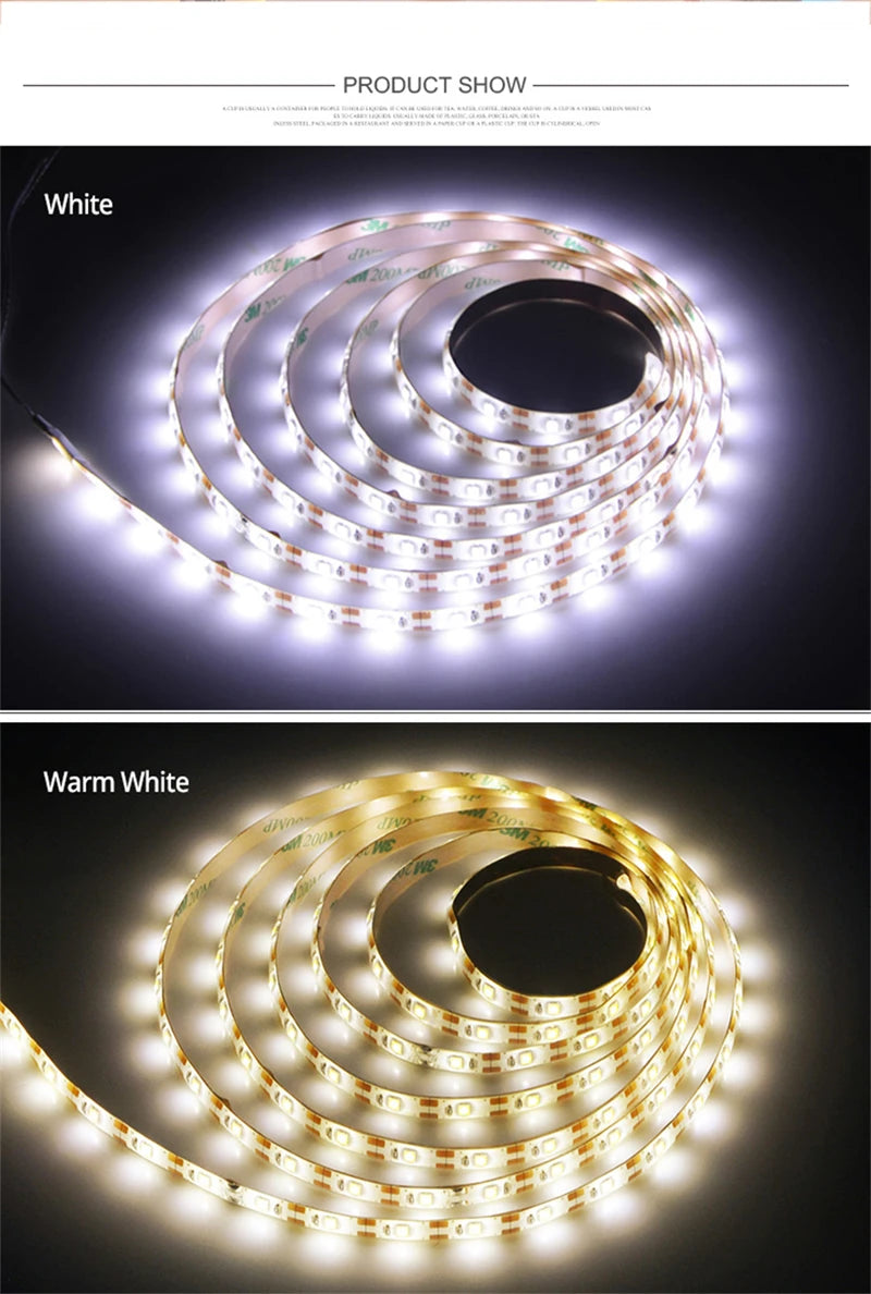 LED Strip Light with Ripple Sensor and Hand Swipe, Backlighting for TV, Kitchen, Under Cabinet, DC 5V, USB 2835