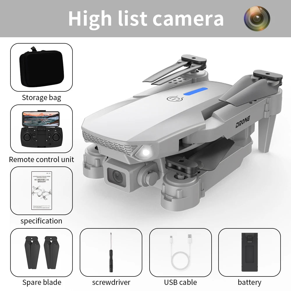2025 E88 Pro Drone professionnel HD 4K RC avion double caméra localisation du flux optique RC quadrirotor avion hélicoptère garçon jouet