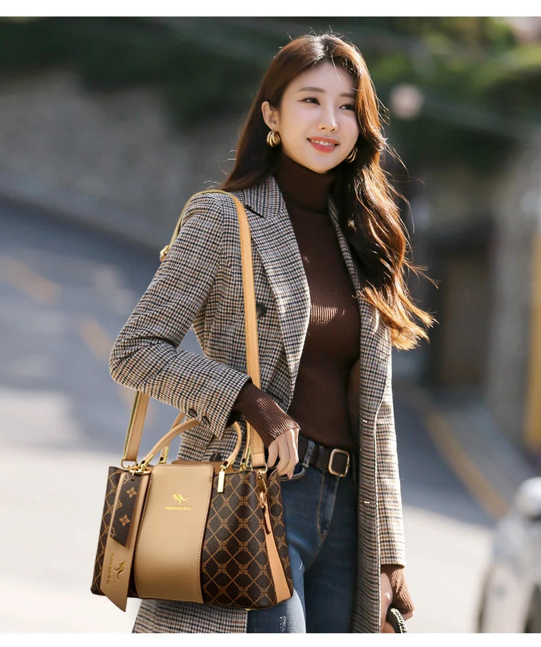 Sac à main de luxe imprimé grande capacité en cuir souple pour femmes, sac à bandoulière de loisirs de styliste pour dames