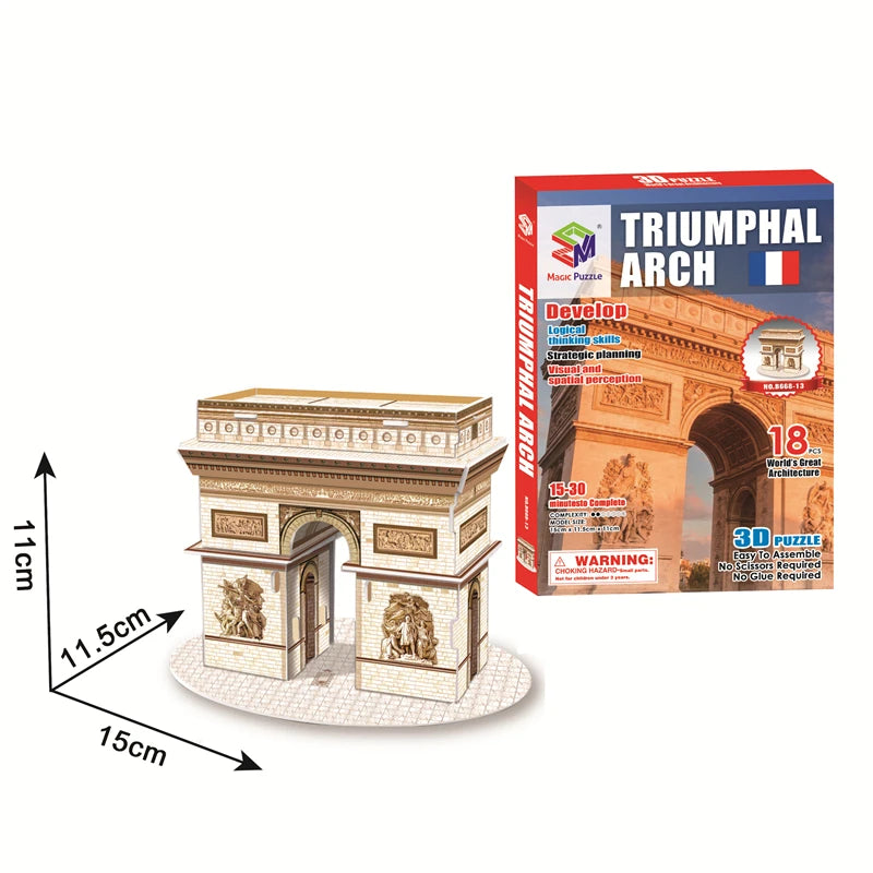 Jouets éducatifs Puzzles 3D jouets enfants développement intellectuel mondes Construction de bâtiments célèbres Puzzles 3D jouet