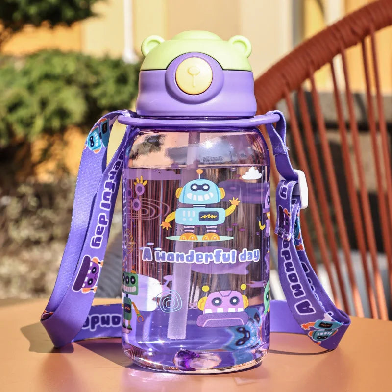 1PC enfants eau Sippy tasse enfants bouteille d'eau avec paille et poignée Portable bouteille à boire tasse enfants