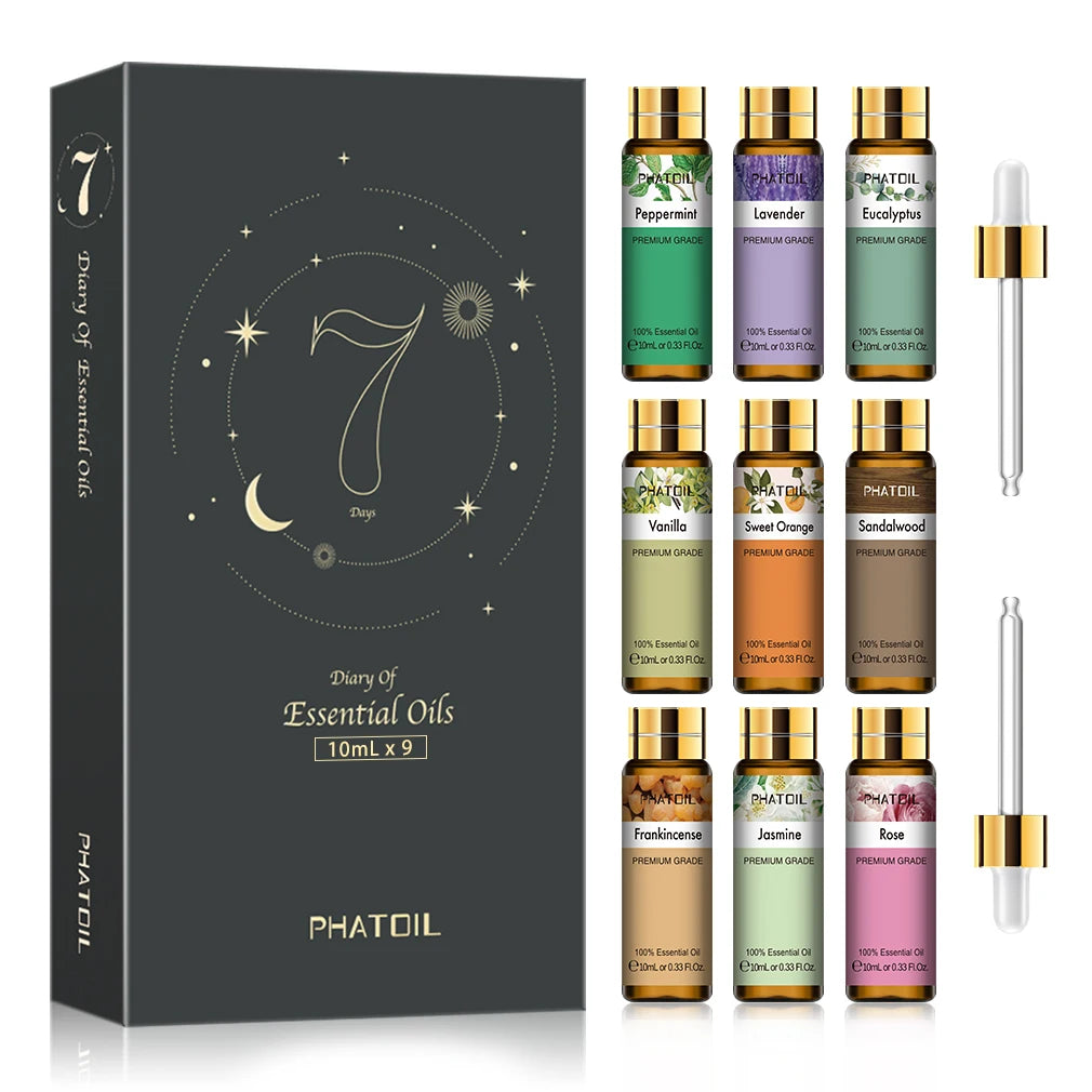 Pure natural gift set for humidifier and diffuser, essential oil set, Regina aromatic oil for skincare, DIY crafting, below, 10ml, 9 pieces