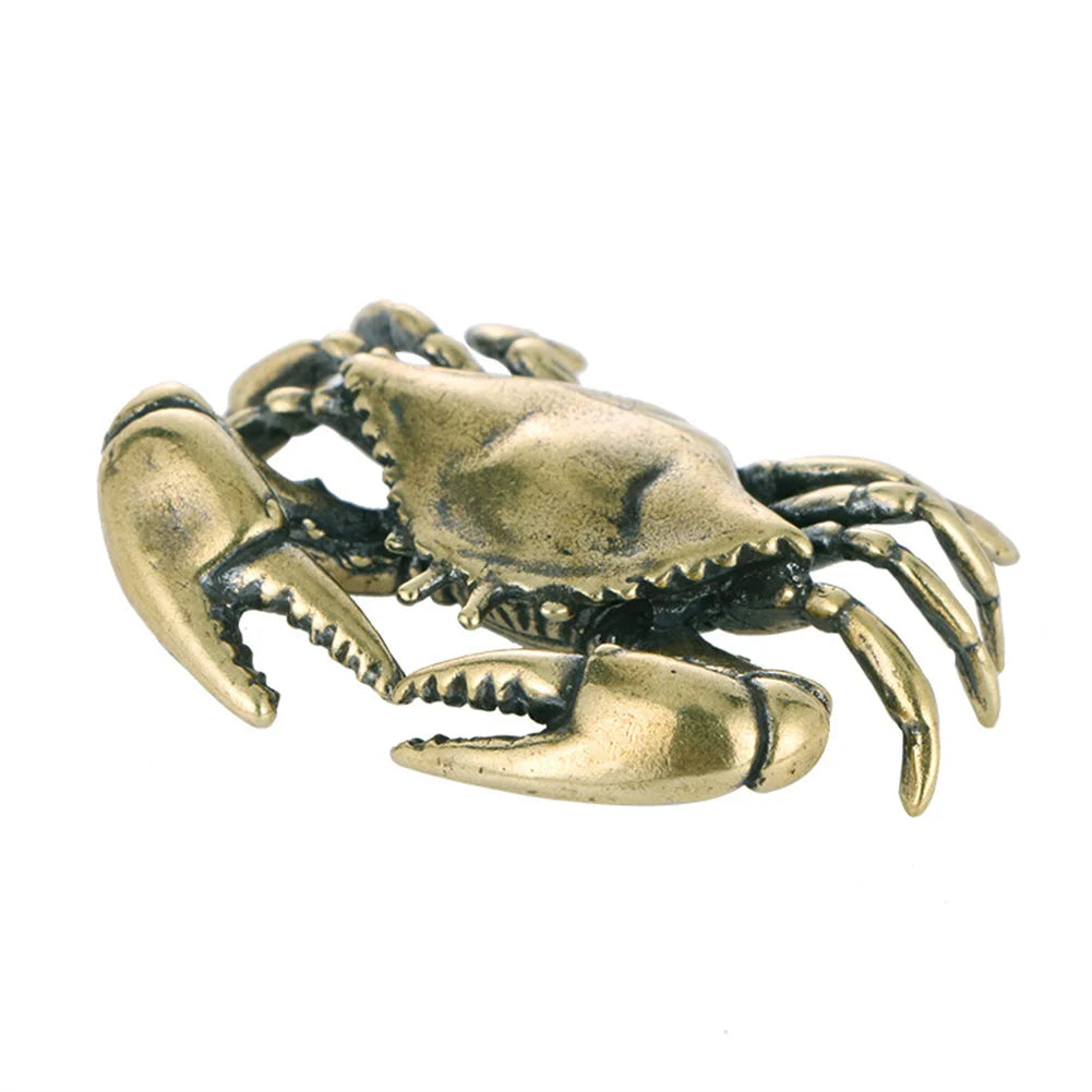 Pure brass crab figurines, mini animal statues for office, living room, antique miniature animal figurines, home decoration