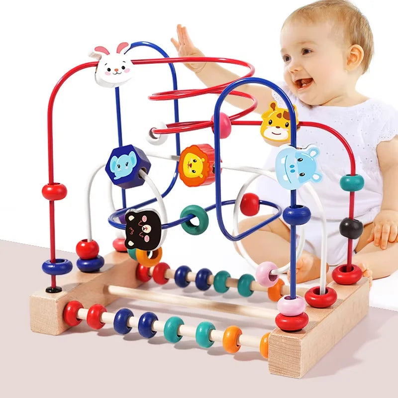 Blocs de construction d'intelligence pour bébés et tout-petits, jouets en bois avec perles, jouets à portée d'attention pour garçons et filles de 1 à 3 ans
