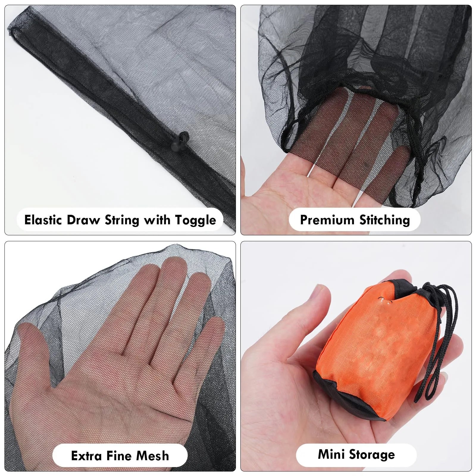 Filets de maille de tête de moustique en plein air, chapeau de jardinage chapeau anti-insectes pour la randonnée Camping pêche filets de maille de tête de moustique en plein air