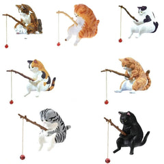 Ornements de chat de pêche, Mini Figurine en résine, aménagement paysager d'aquarium, dessin animé