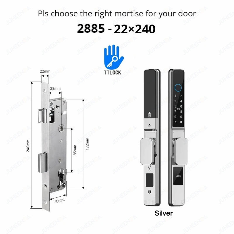 Serrure intelligente pour porte coulissante étanche, application TTLock Alexa, Code numérique par empreinte digitale, carte RFID, Anti-serrure électronique en verre d'aluminium