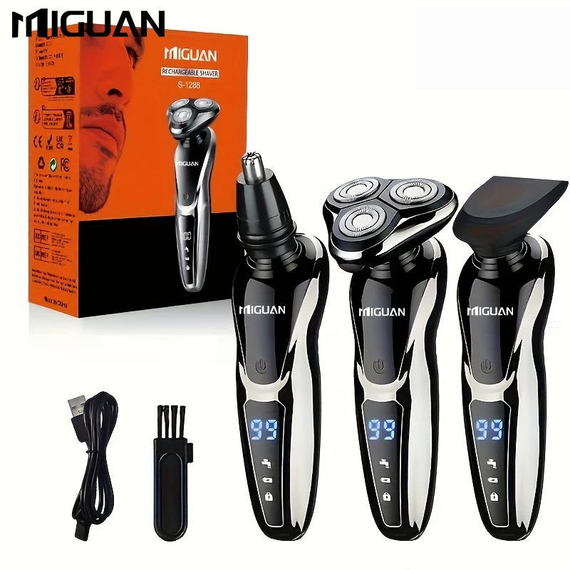 Rasoir électrique pour hommes, rasoir électrique 3 en 1, tondeuse à poils de nez, rasoir Portable rechargeable par USB, lame flottante 3D numérique