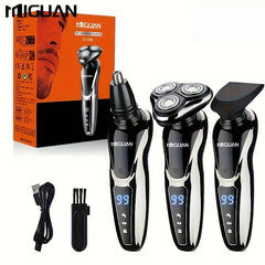 Rasoir électrique pour hommes, rasoir électrique 3 en 1, tondeuse à poils de nez, rasoir Portable rechargeable par USB, lame flottante 3D numérique