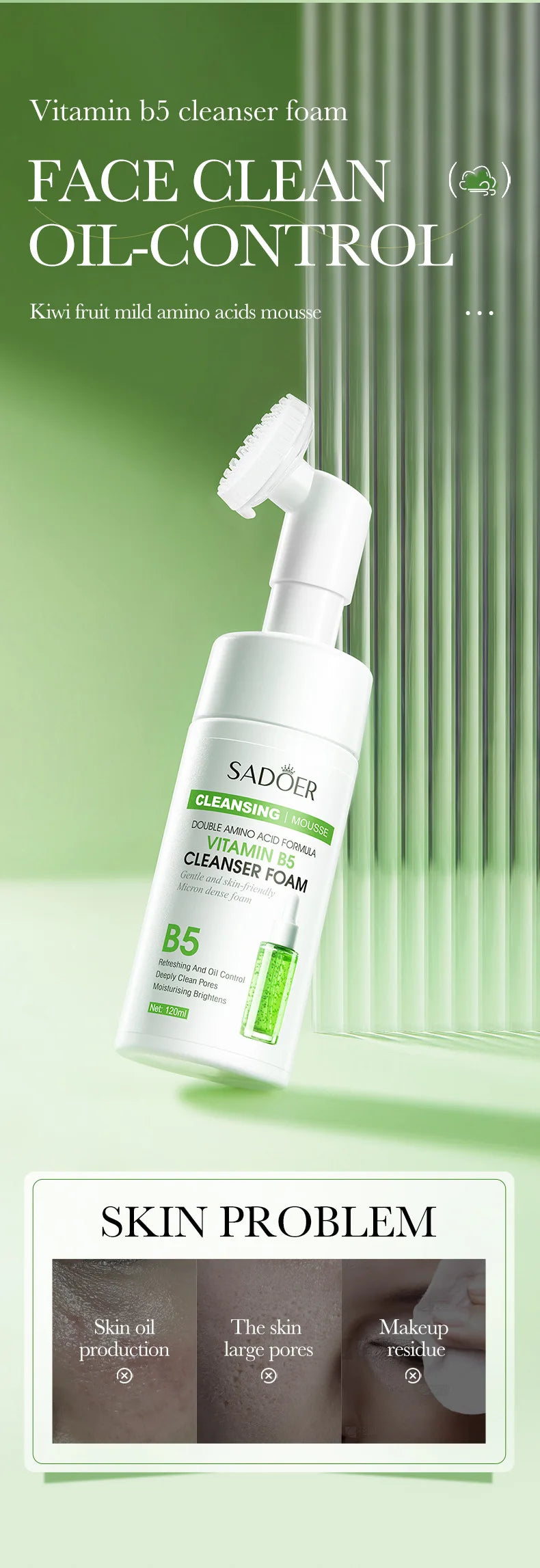 SAODER Q10 vitamine C nettoyant pour le visage mousse de lavage du visage nettoyage du visage Mossee hydratant éclaircissant produits de soins de la peau du visage