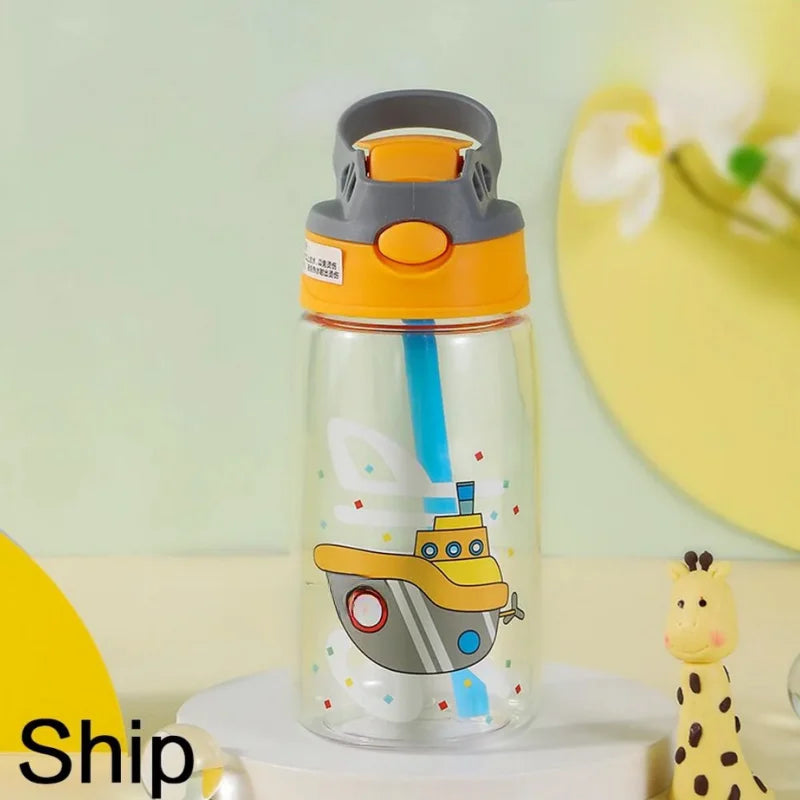 Bouteille d'eau portable avec paille et poignée pour enfants, gobelet pour enfants, 1PC