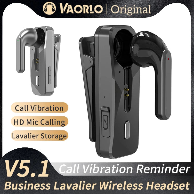 Bluetooth 5.1 casque sans fil écouteur d'affaires avec micro HD appel mains libres rappel de vibrations crochet d'oreille sport conduite casque