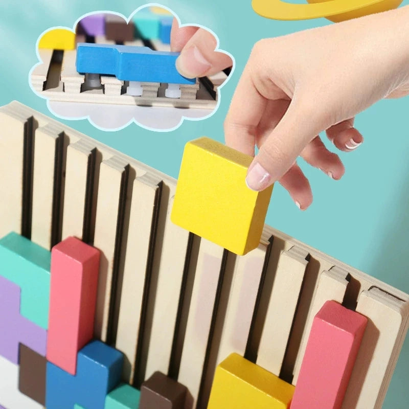 Blocs russes 3D en bois, Puzzle, casse-tête, jouet Tangram, Intelligence, blocs colorés, éducatifs Montessori