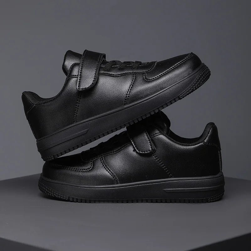 Chaussures noires pour enfants, baskets de sport en cuir pour garçons de 6 à 12 ans, décontractées, de Tennis, nouvelle collection 2024