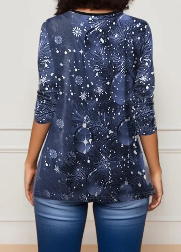 Arbre de noël femmes t-shirt mode col rond à manches longues hauts chemises impression 3D décontracté Harajuku femme grande taille vêtements