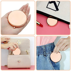 Miroir rond de maquillage grossissant Double face en métal, cosmétique, aspect Portable, verre, Compact, motif de lettres en or Rose