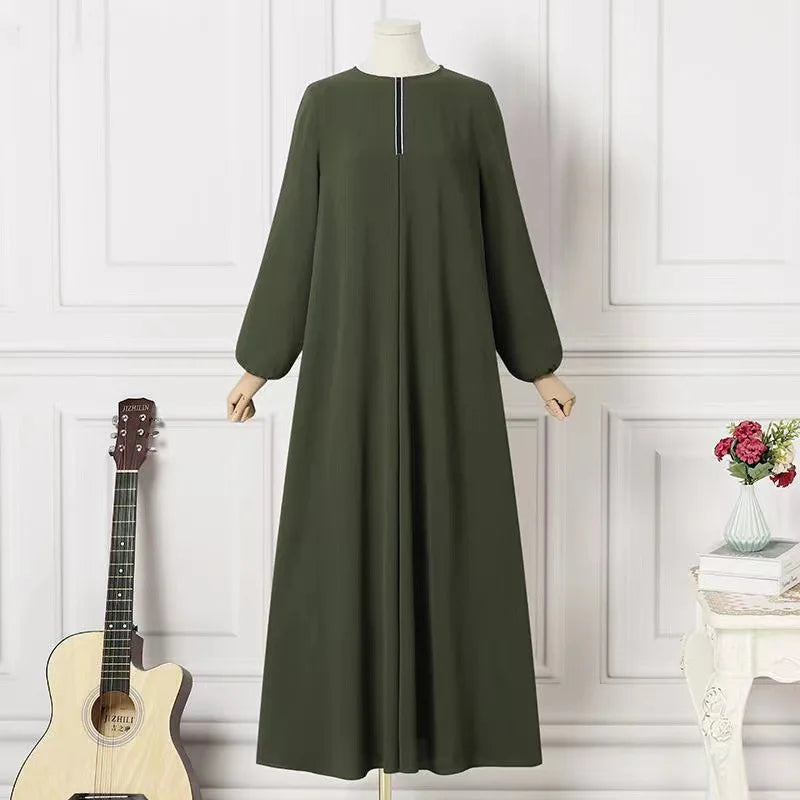 Robe Longue pour Femme Musulmane, Vêtement Éducatif, Eid Abaya, Dubaï, Arabie Saoudite, Maroc, Jalabiya, Ramadan, Couleur Unie, Islam Modeste