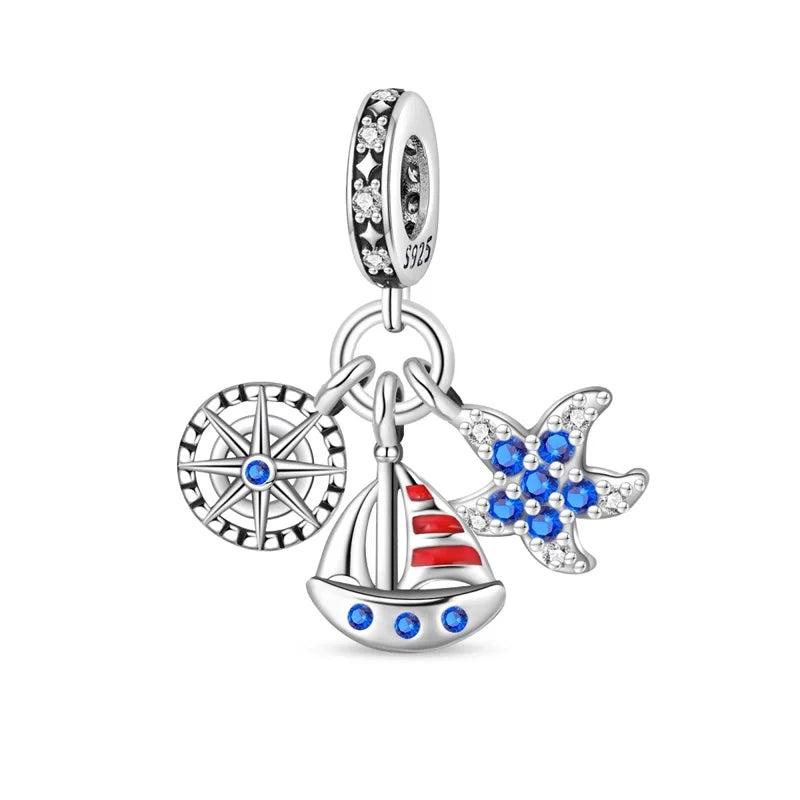 Pendentif de Collection d'écologie marine en argent Sterling 925, mignon, méduse, hippocampe, baleine et tortue, bijoux fins, cadeau de fête sur la plage