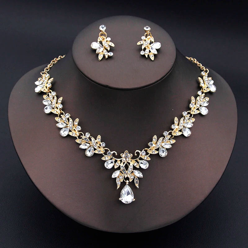 Ensemble de colliers et boucles d'oreilles pour femmes, 14 couleurs, à la mode, goutte d'eau, ras du cou, ensemble de bijoux pour bal d'anniversaire, mariage