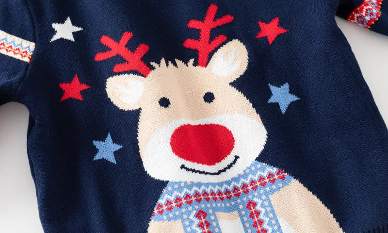 Pull imprimé de noël pour enfants, Costume du nouvel an 2025, manches longues, col rond, pulls tricotés doux et décontractés, pull chaud, haut de noël