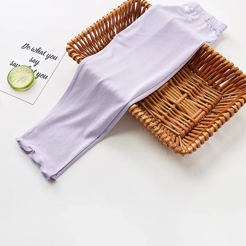 Leggings d'été à volants en coton modal pour fille de 2 à 12 ans, vêtements pour enfants, pantalons courts, nouvelle collection