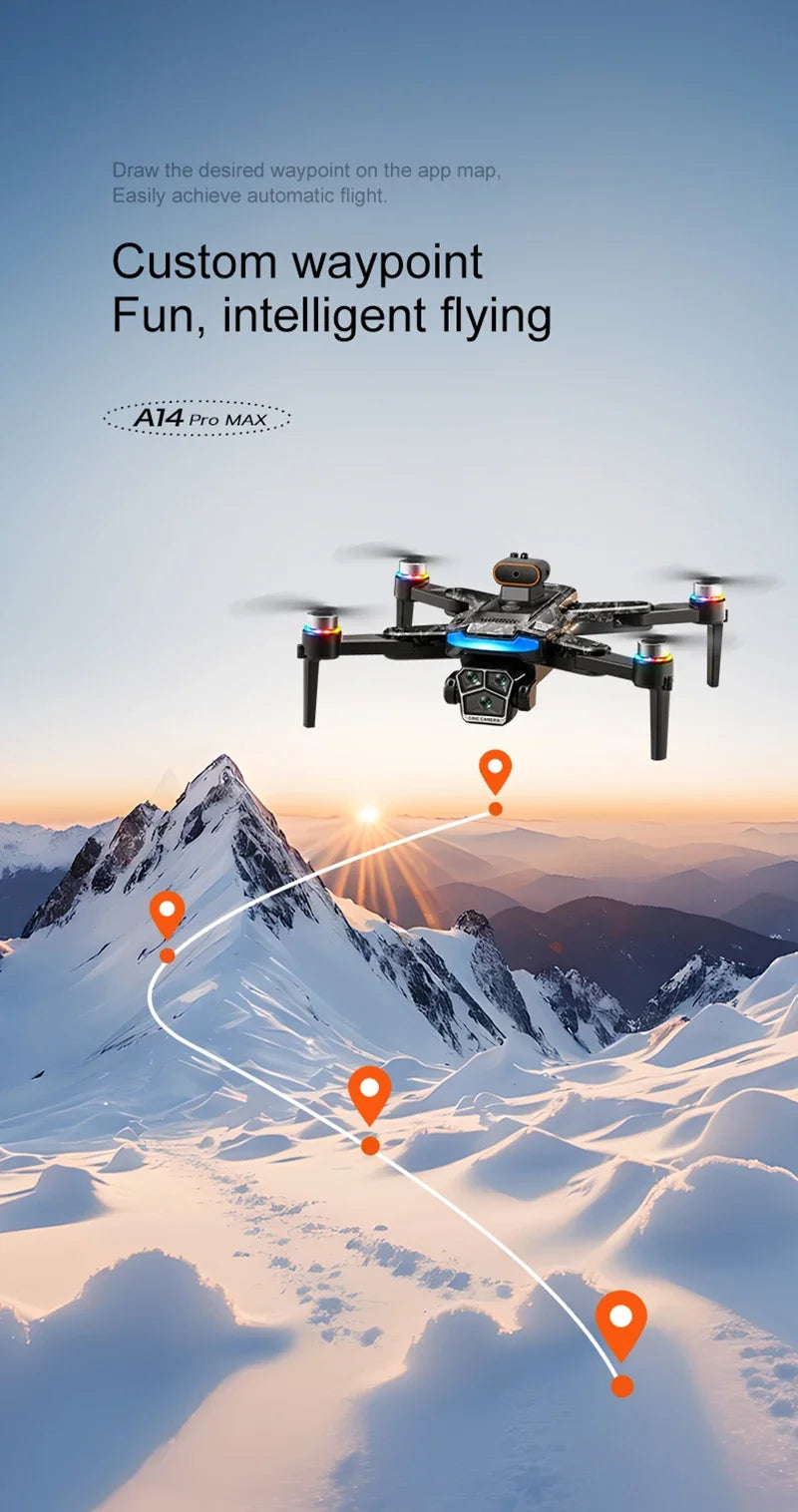 Xiaomi A14 ProMax Drone, Brushless Motor, 8K HD, Three Cameras, GPS, Optical Flow, Obstacle Avoidance, Foldable Quadcopter Drone Toy
